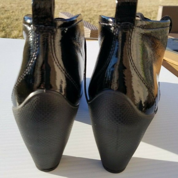 ECCO Black Patent 100% Leather Lace Up Ankle Booties Women's EU 40 - Picture 5 of 6